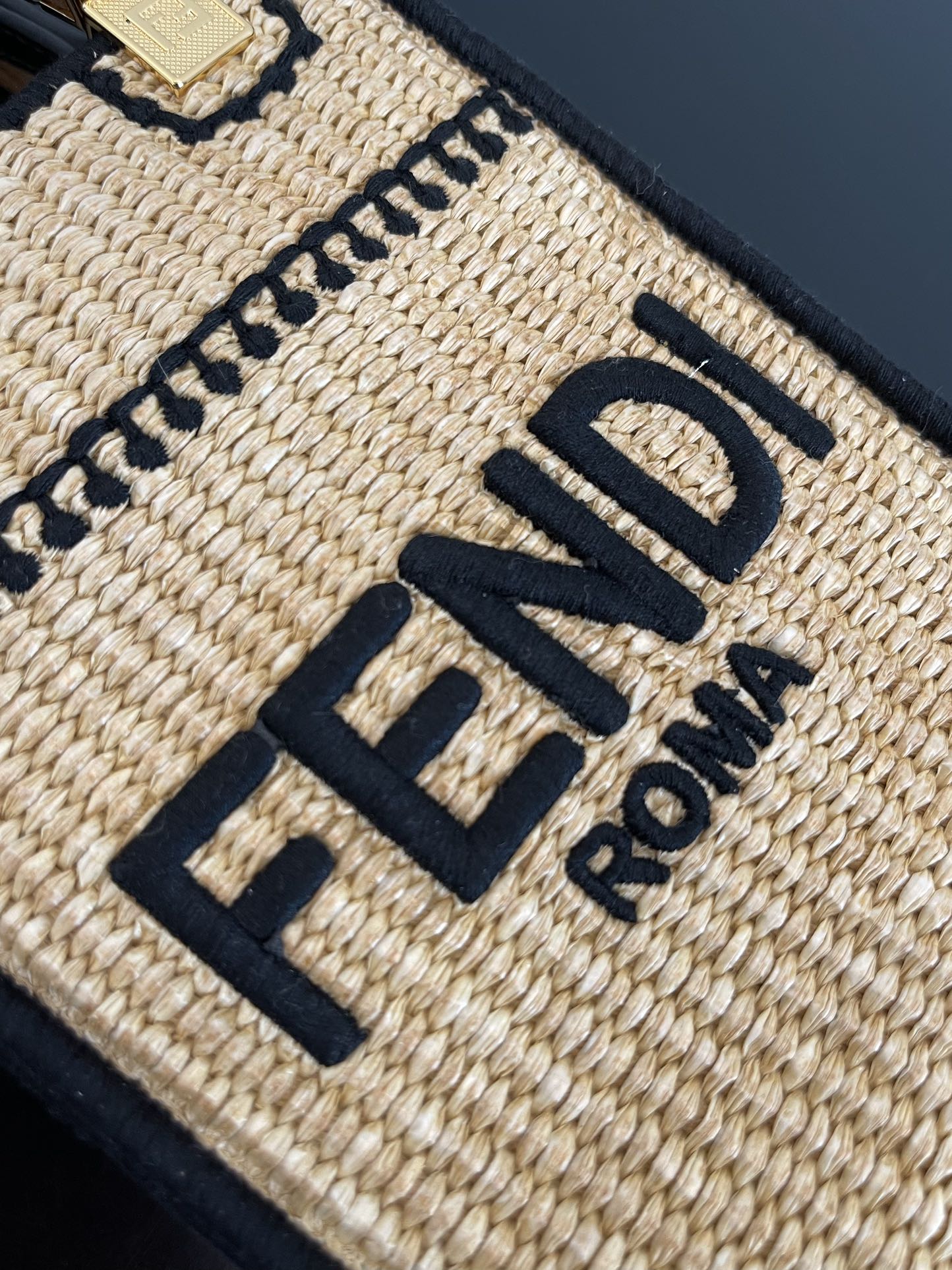 Fendi Mini Sunshine Shopper Beige Cotton Fiber Bag